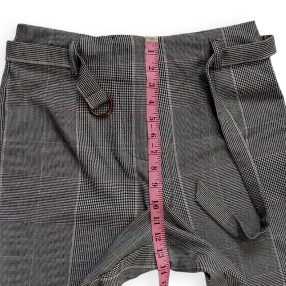 WHO WHAT WEAR WOMEN'S PLAID HIGH-WAIST PANTS SIZE 4. COLOR BLACK, WHITE, PURPLE - Picture 7 of 15
